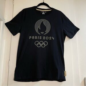 Black Paris Flame 2024 Olympic T-Shirt Size L 100% Cotton